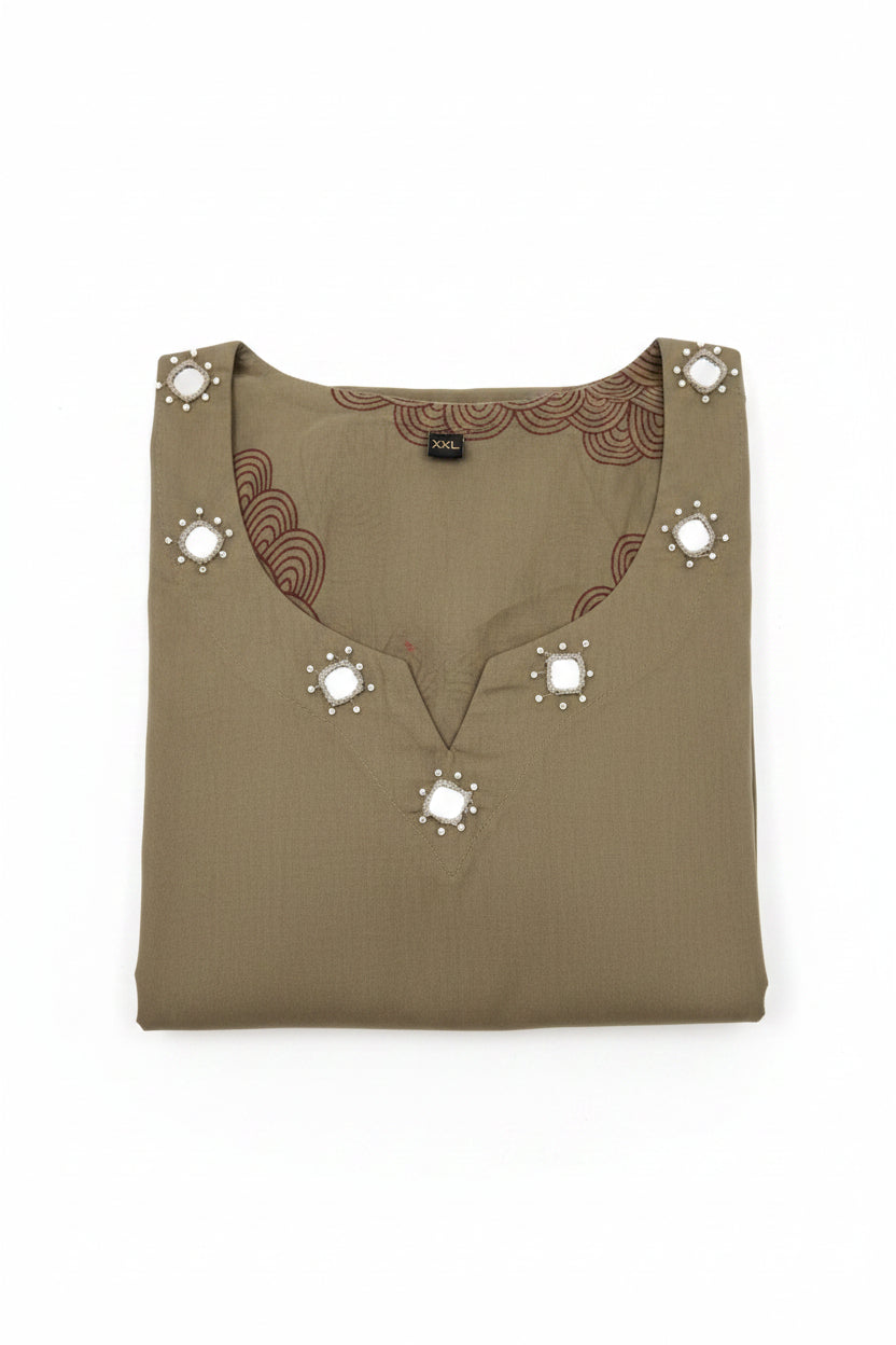 Elegant Taupe Floral Printed Kurta Pant & Dupatta Set for Women