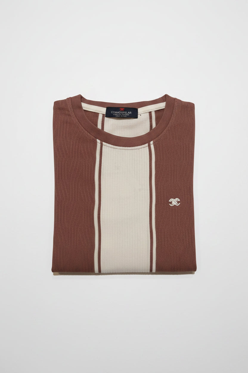 Men's Dusty Rose & Off-White Vertical Stripe Premium T-Shirt