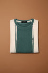 Cosmostelar Men's Teal & White Vertical Stripe Textured T-Shirt