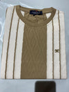 en's Grey Vertical Stripe Round Neck T-Shirt