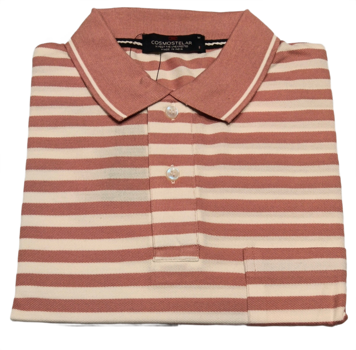 Men's Dusty Rose Striped Polo T-Shirt
