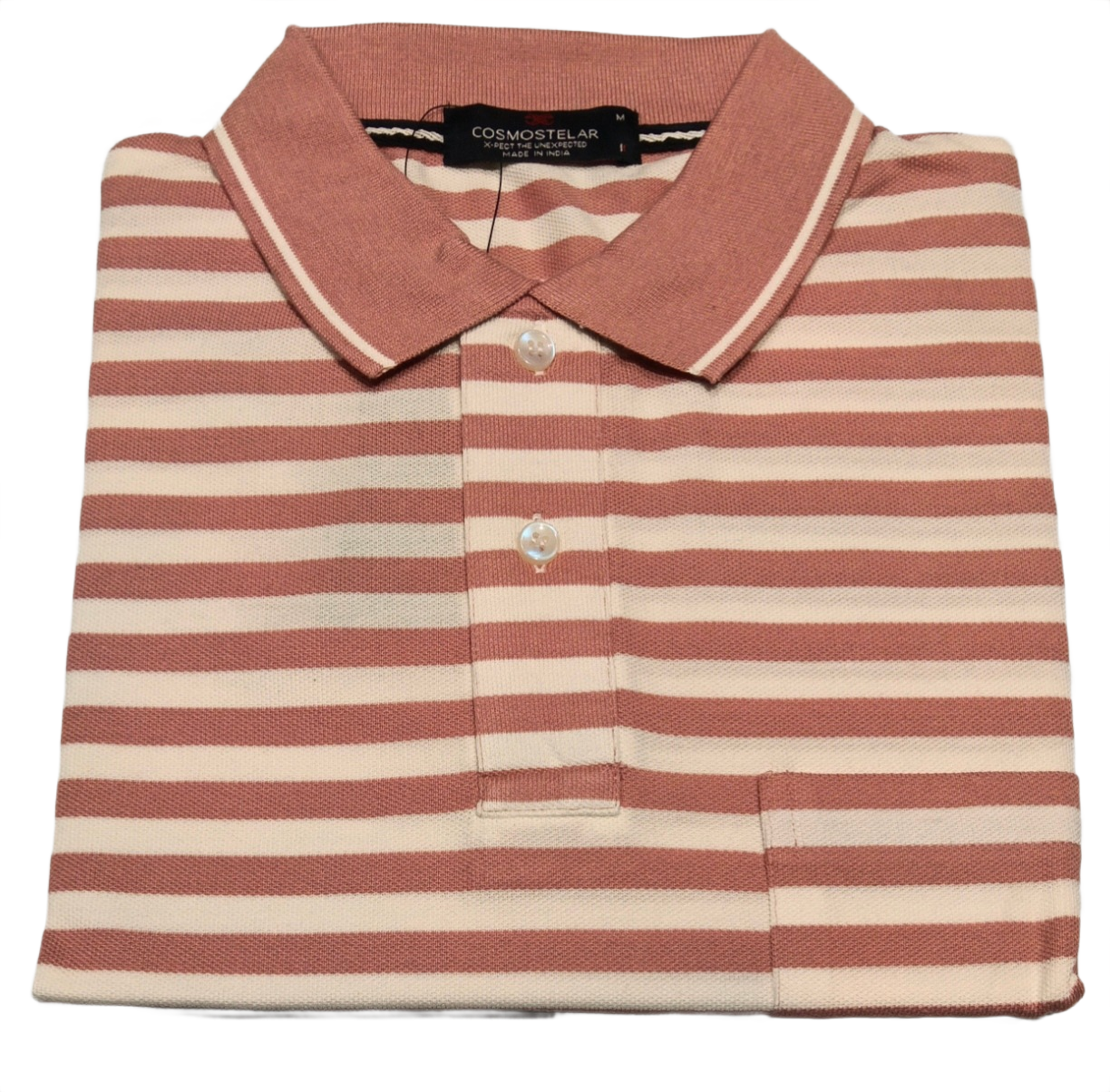 Men's Dusty Rose Striped Polo T-Shirt