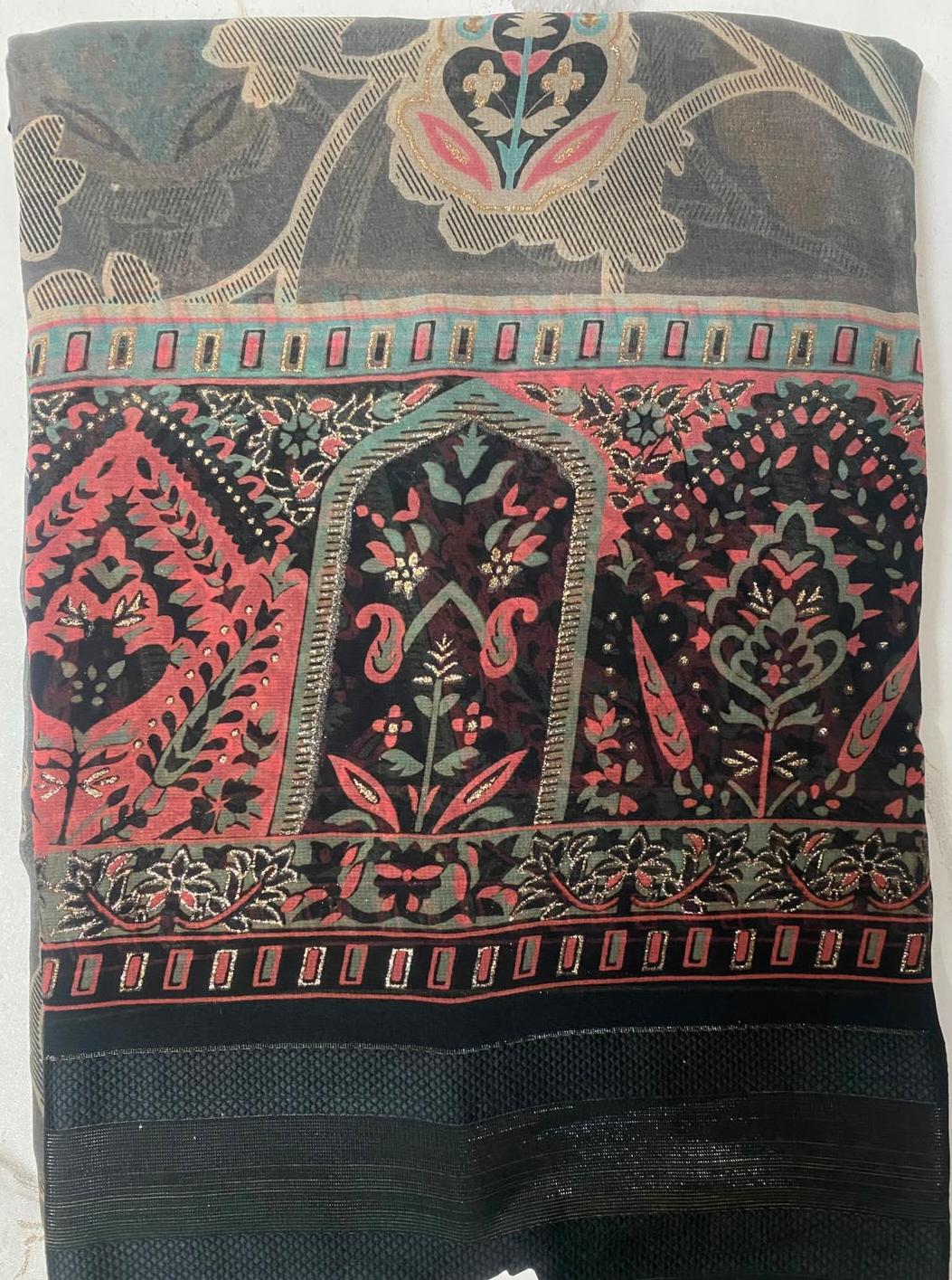 Elegant Printed Saree with Designer Border