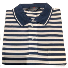 Men's Navy & White Striped Polo T-Shirt