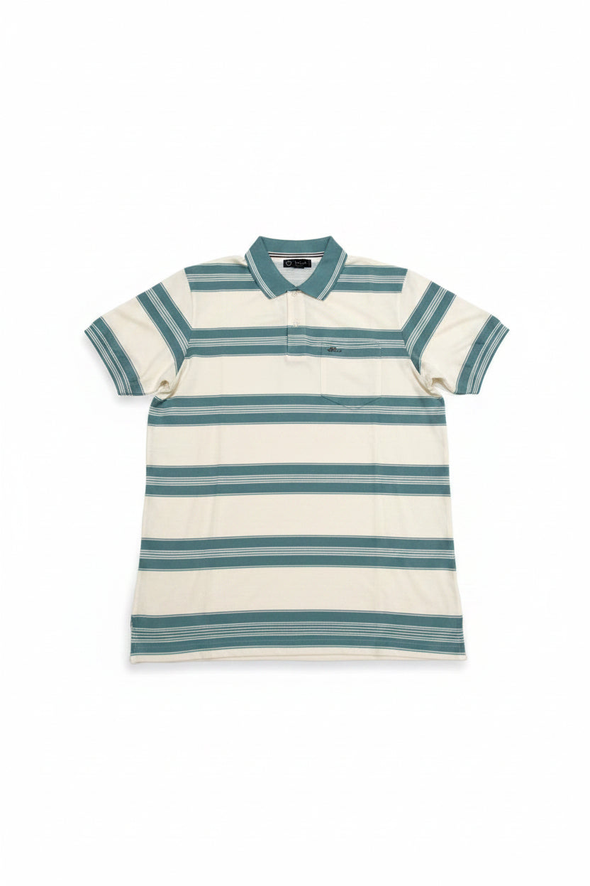Men's Premium Teal Striped Polo T-Shirt