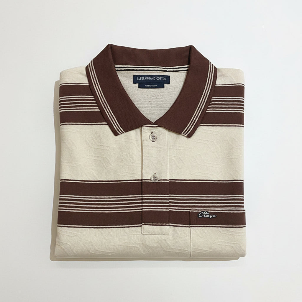 Men's Premium Brown Striped Polo T-Shirt