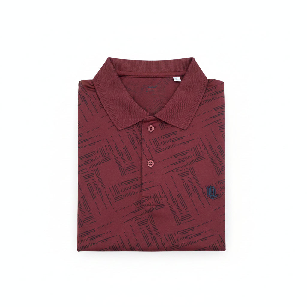 Men's Maroon Printed Polo T-Shirt |