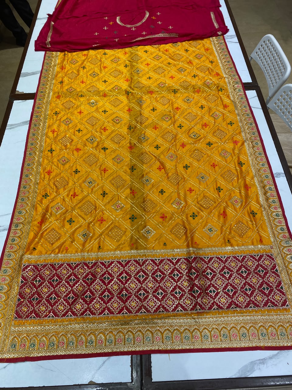 Rani Pink Silk Blend Saree with Designer Zari Border & Rich Woven Pallu