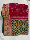 Emerald Green Designer Silk Saree with Pink Contrast Pallu & Zari Border