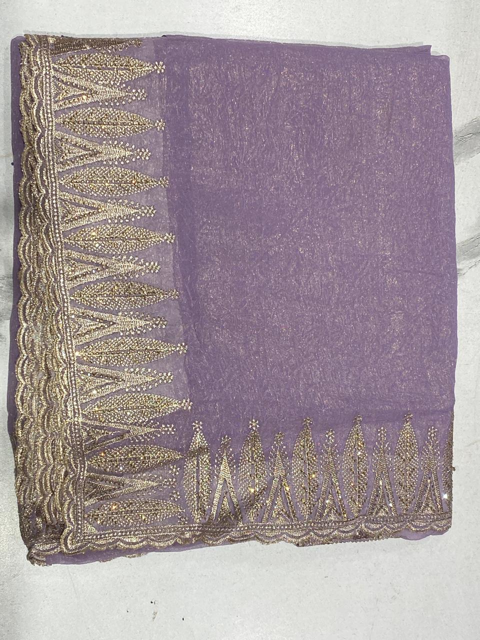 Women's Lavender Woven Silk Saree with Elegant Zari Border