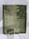 Sage Green Saree with Elegant Gold Zari Woven Border & Pallu