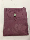 Women's Mauve Floral Embroidered Kurti Pant Co-ord Set