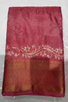 Elegant Pink Floral Soft Silk Saree with Rich Zari Border