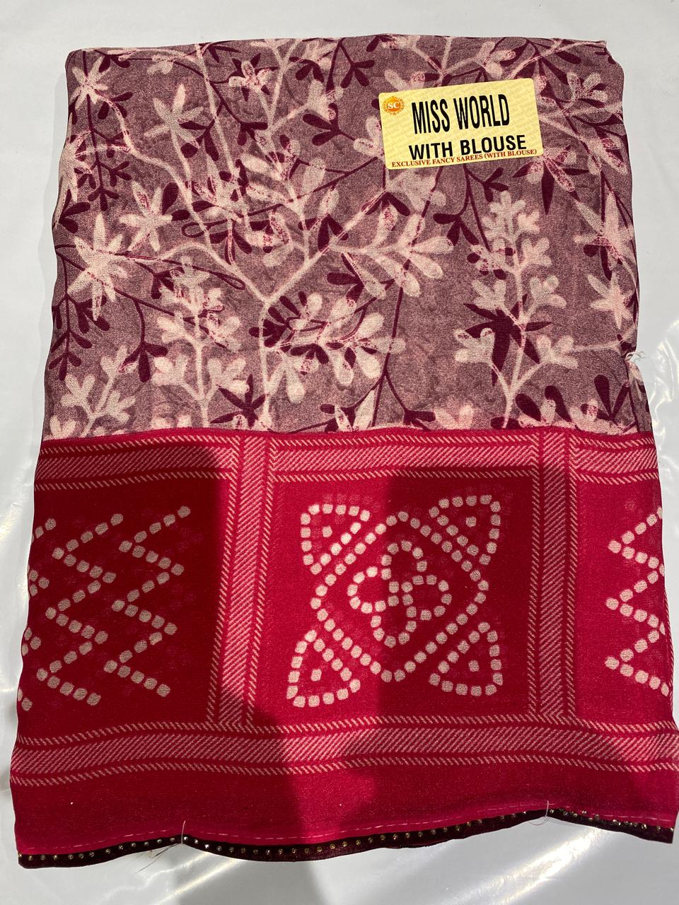Elegant Magenta & Lavender Printed Saree with Designer Border
