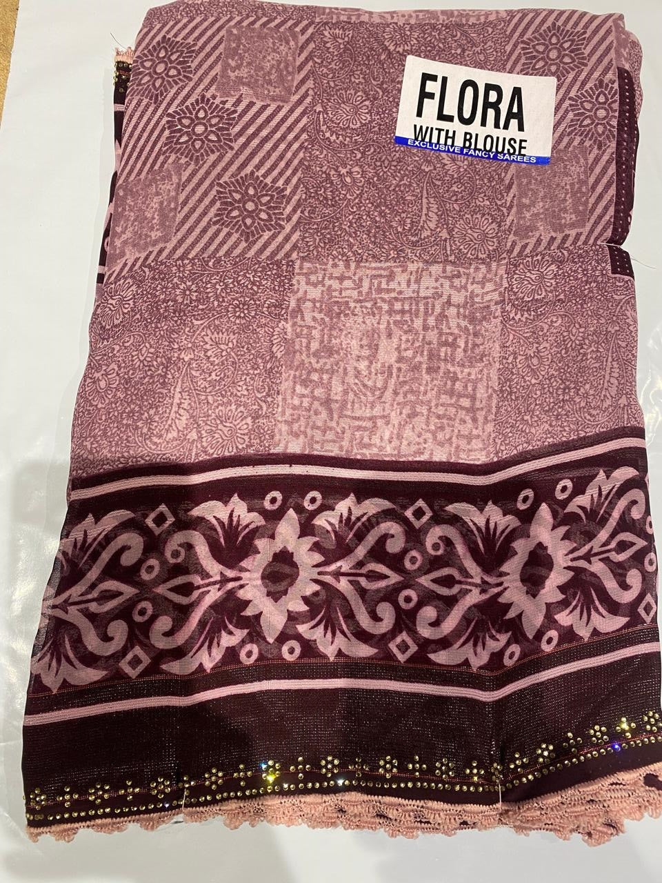 Graceful Lavender Printed Saree with Rich Purple Designer Border