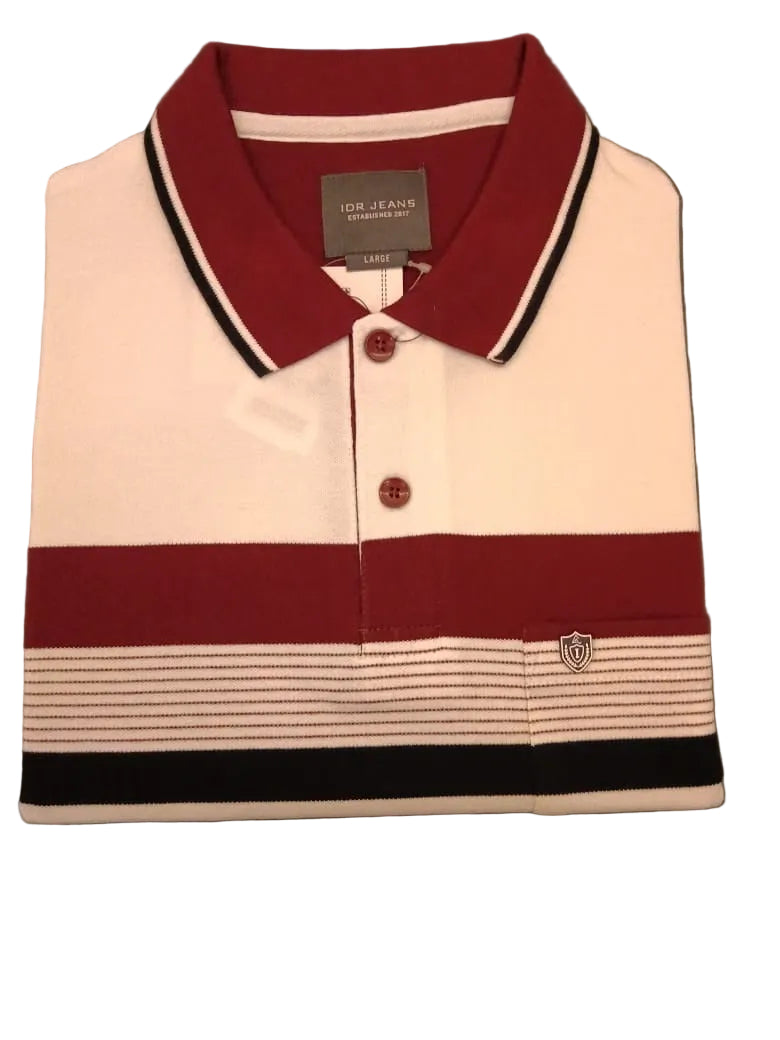Classic Burgundy Stripe Polo T-Shirt for Men