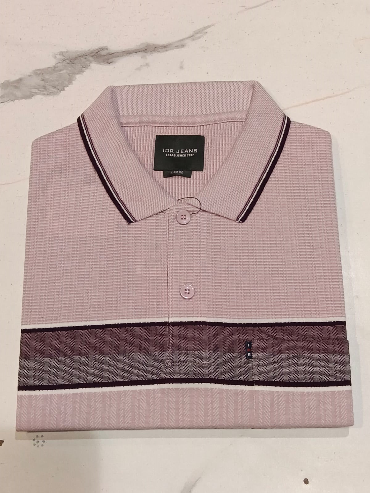 Men's Premium Pink Striped Polo T-Shirt |