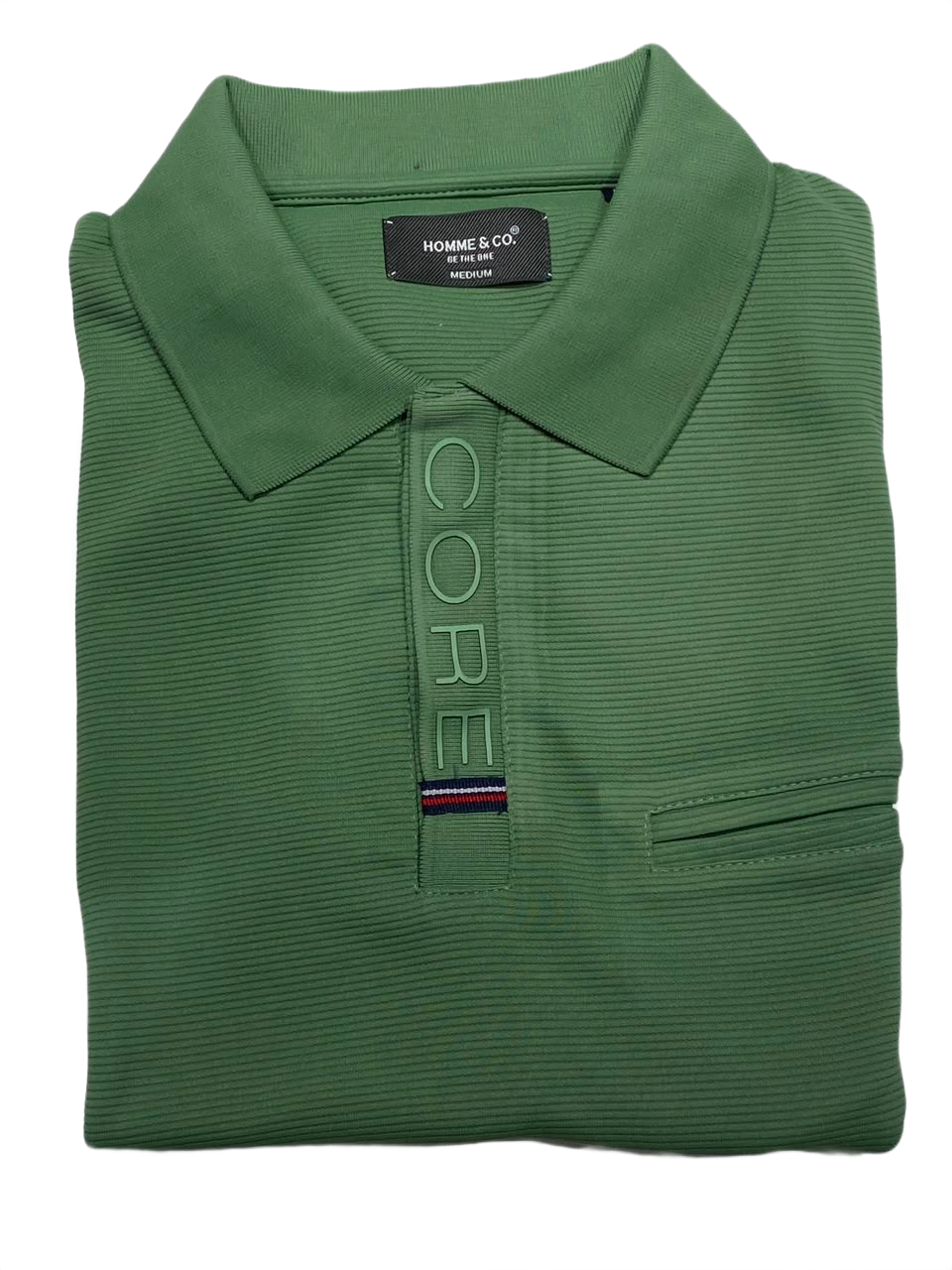 Olive Green Textured Polo T-Shirt for Men | Premiu Cotton Blend Polo