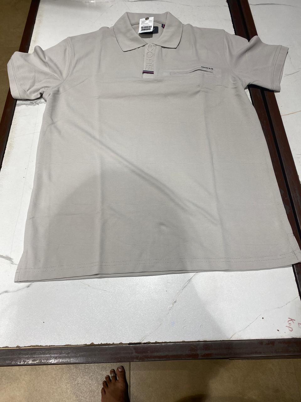 Men’s Light Grey Textured Polo T-Shirt