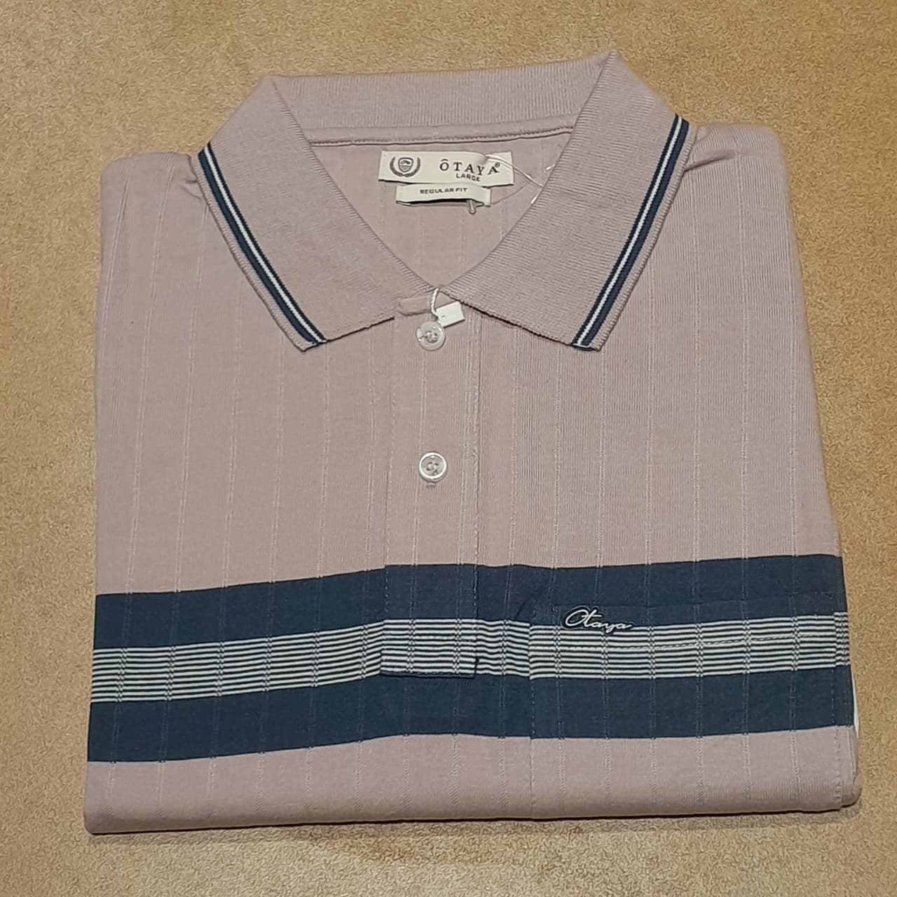 Men’s Mauve Horizontal Stripe Polo T-Shirt