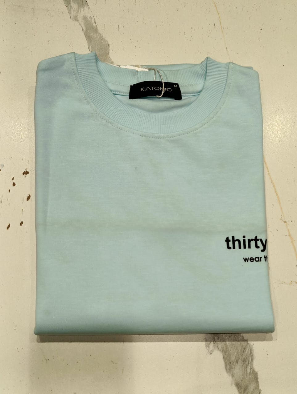 Men’s Ice Blue Typography Oversized T-Shirt
