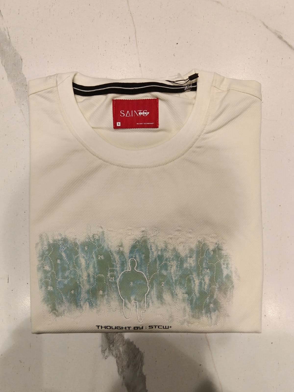 Men’s Cream Graphic Print Round-Neck T-Shirt