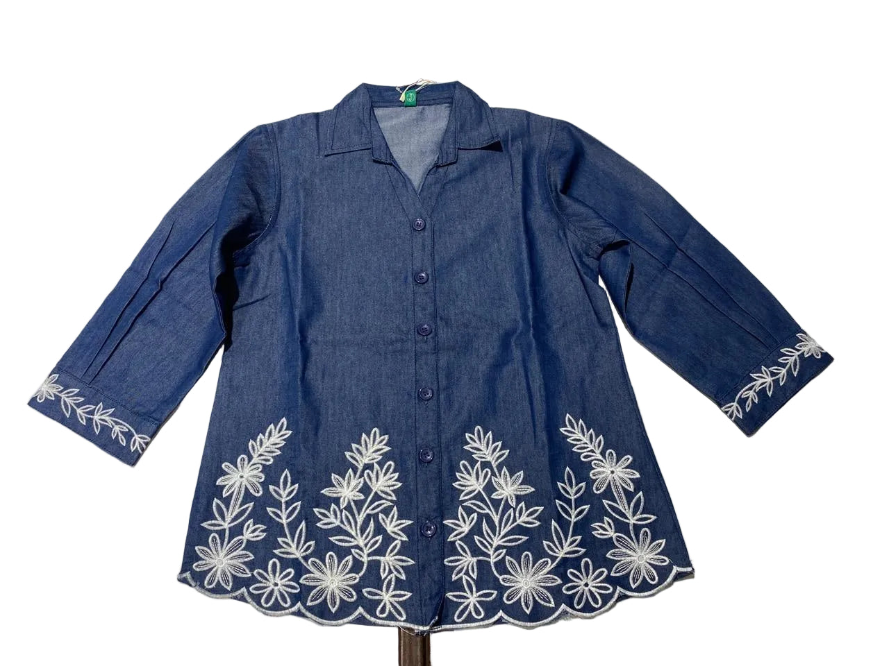 Denim Blue Floral Embroidered Co-ord Set