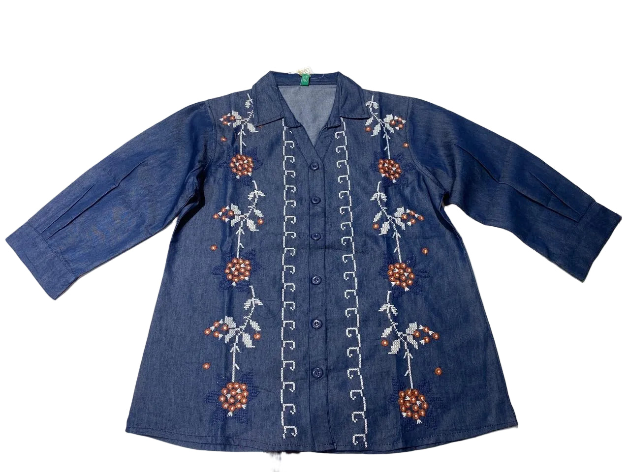 Denim Bloom Embroidered Co-ord Set
