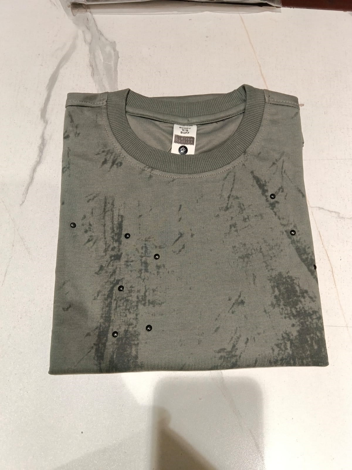 Men’s Grey Abstract Printed Round-Neck T-Shirt