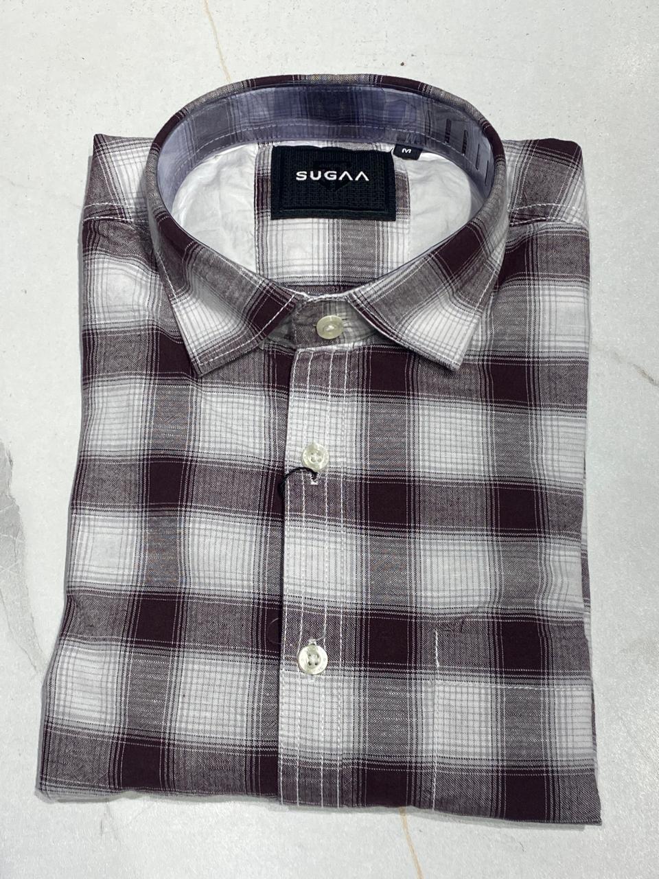 Classic Maroon & White Checkered Casual Shirt