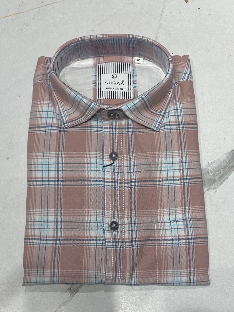 Dusty Rose Checkered Casual Shirt
