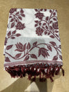 Title: Elegant Ivory & Maroon Floral Print Saree