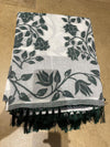 Title: Ivory White Botanical Print Saree