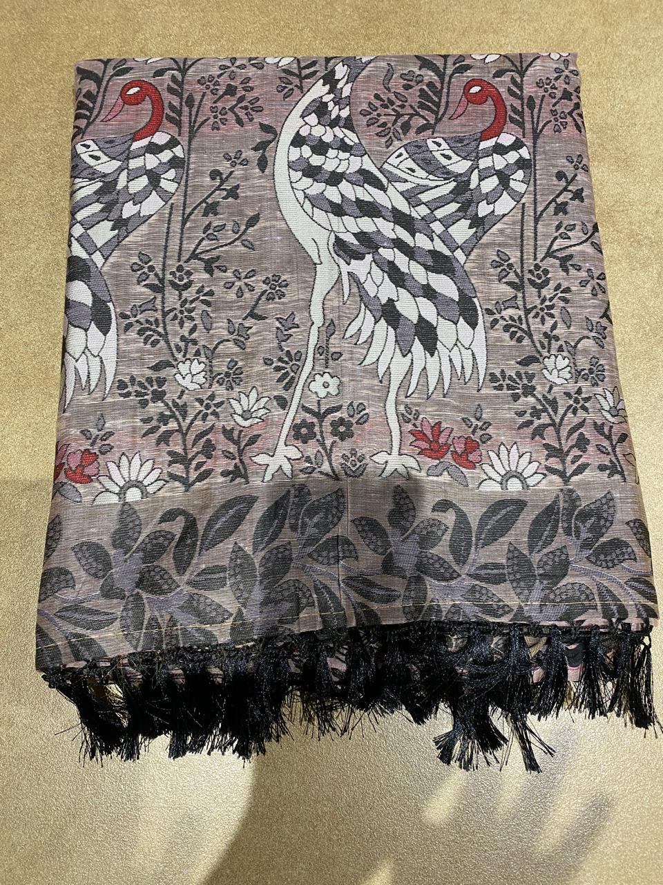 Title: Elegant Mauve Saree with Bird & Floral Pallu