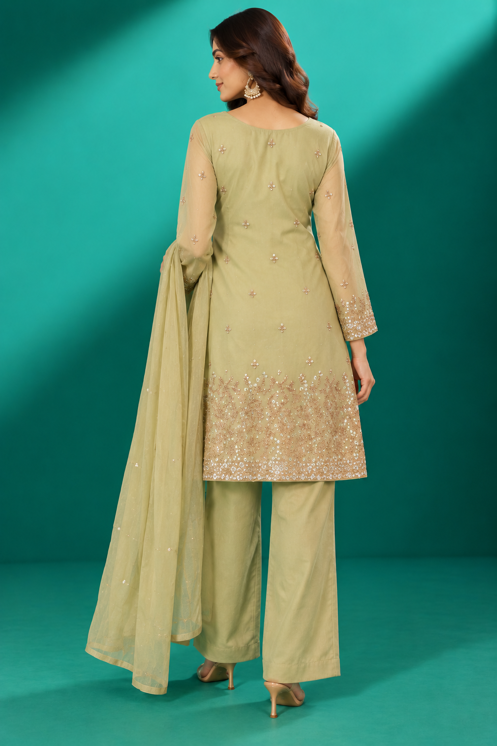 Mint Green Embroidered Festive Suit Set