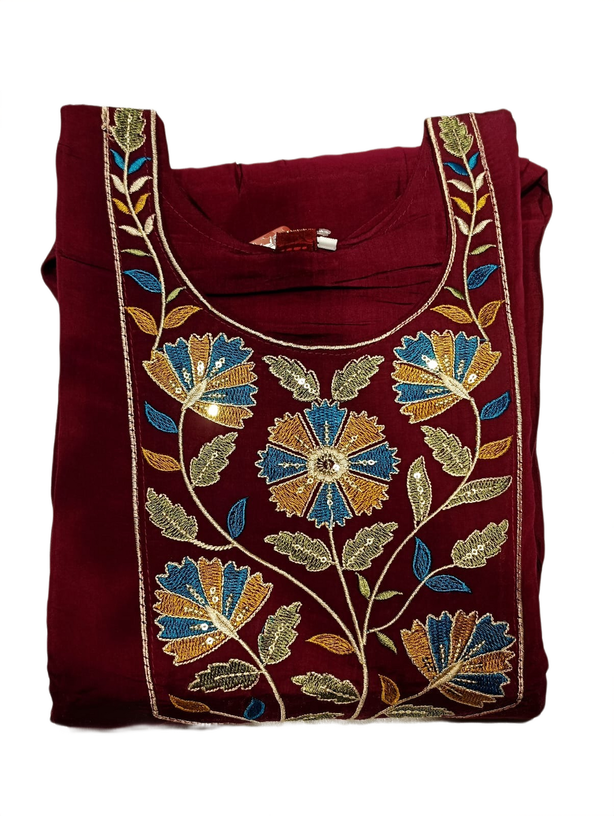 Floral Embroidered Kurti, Bottom & Dupatta Set