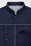 Men's Navy Blue Solid Nehru Jacket | Premium Ethnic Waistcoat for Weddings & Festive Wear
