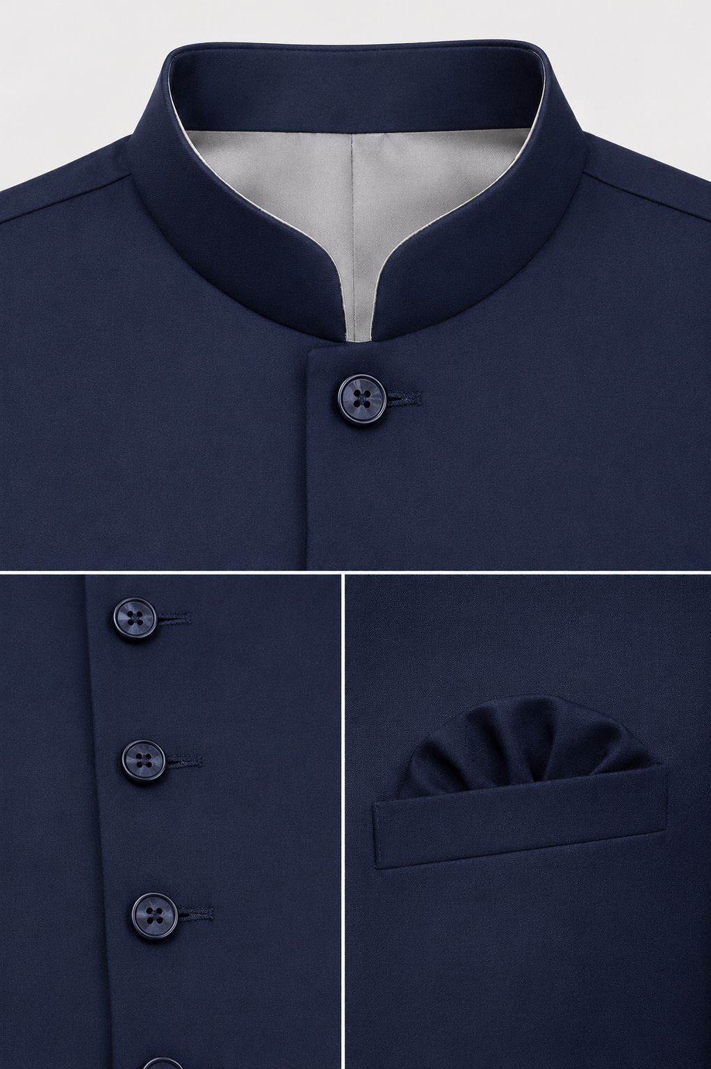 Men's Navy Blue Solid Nehru Jacket | Premium Ethnic Waistcoat for Weddings & Festive Wear