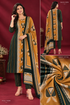 Mustard & Bottle Green Printed Kurta Set with Dupatta