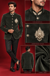 Deep Green Velvet Jodhpuri Suit