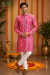 Men’s Festive Pink Printed Kurta