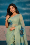 Mint Green Floral Organza Embroidery Saree