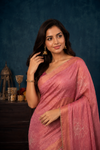 Elegant Rose Pink Designer Saree with Subtle Woven Floral Pattern