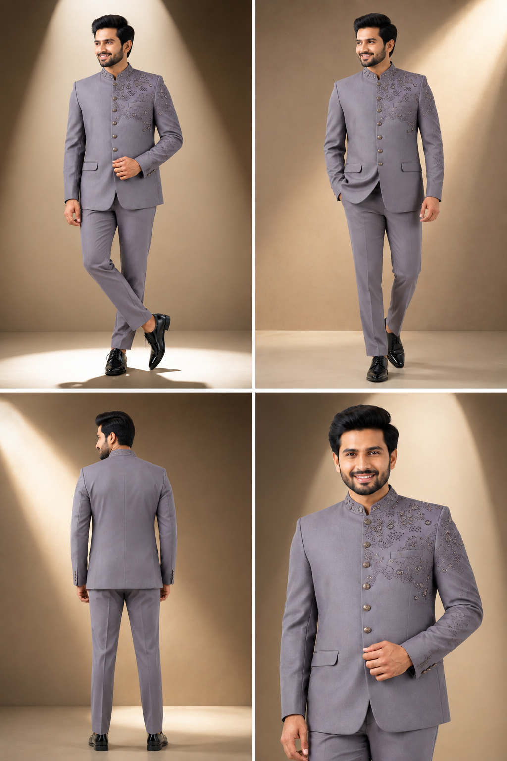 Regal Grey Embellished Jodhpuri Suit