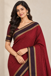 Maroon Dotted Handloom Saree with Contrast Border
