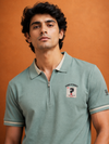Pure Street Sage Green Zip Polo T-Shirt for Men