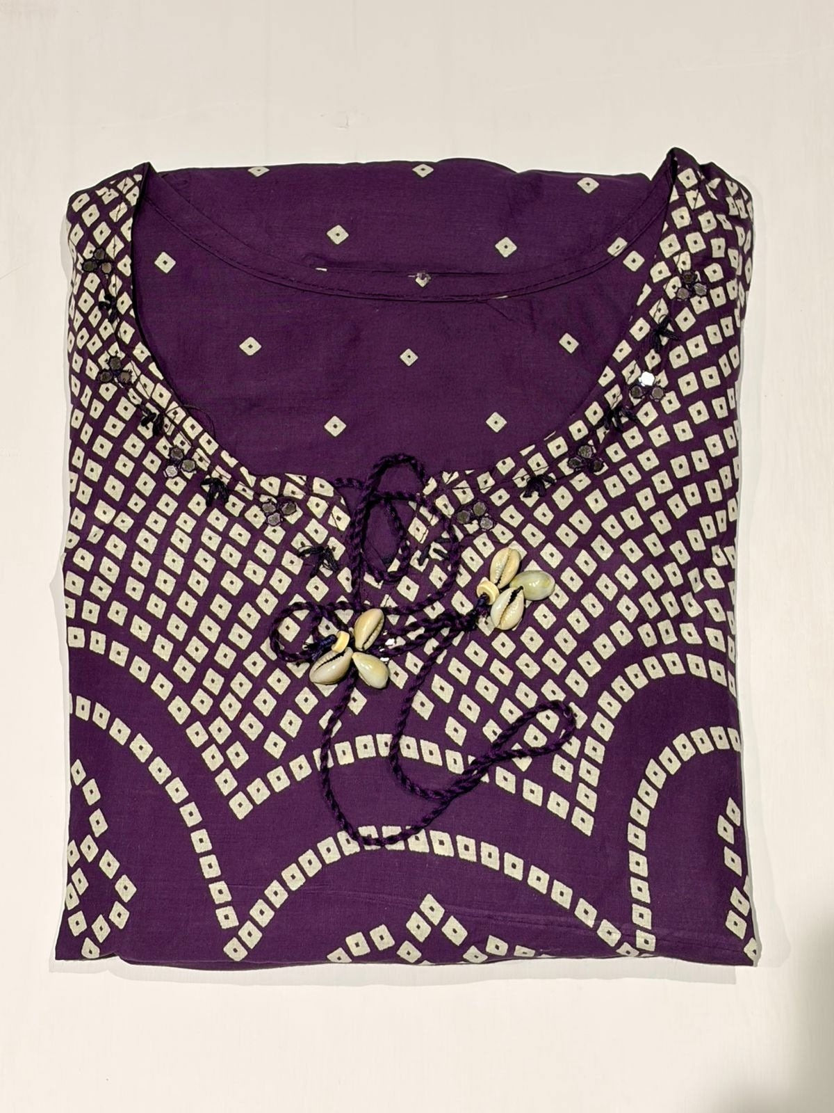 Royal Purple Bandhani Print Kurta Set with Dupatta