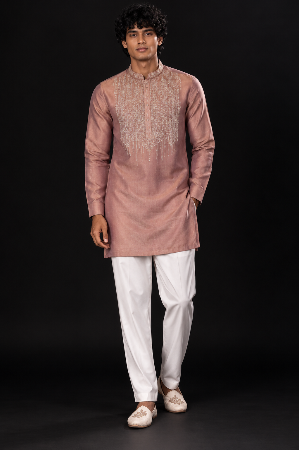 Dusty Rose Embroidered Festive Kurta Set