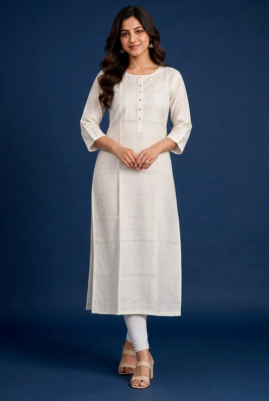 Elegant Ivory Checkered Kurti