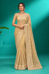 Champagne Gold Embroidered Designer Saree